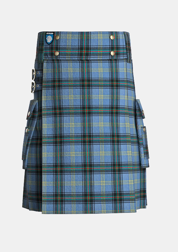 Utility_Bell_tartan_1489_kilt_front_image_with_pleated_design_and_adjustable_buckles_for_men