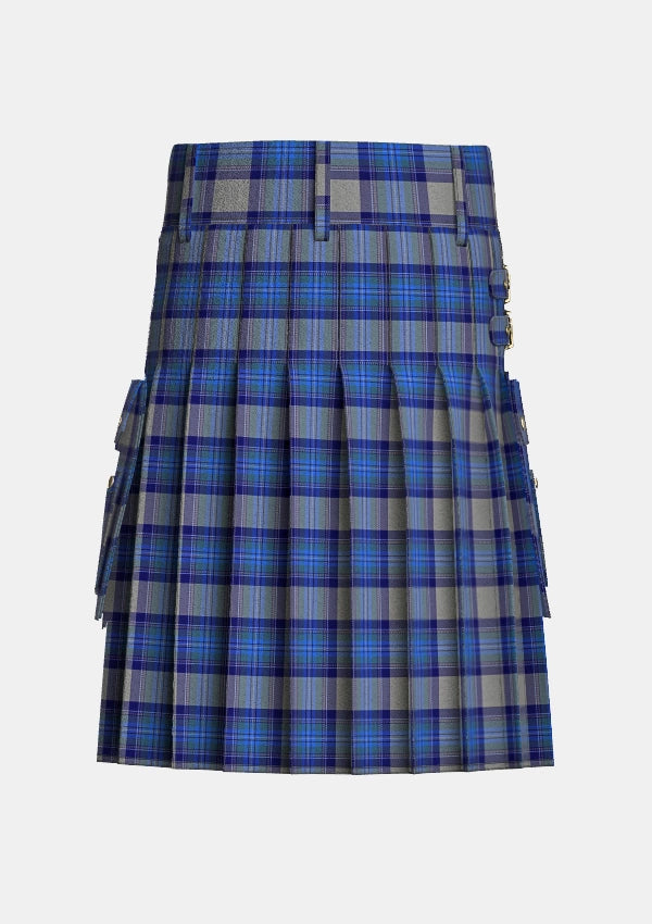 Utility_Bennet_Dress_Tartan_3679_kilt_back_image_with_pleated_design_and_adjustable_buckles_for_men