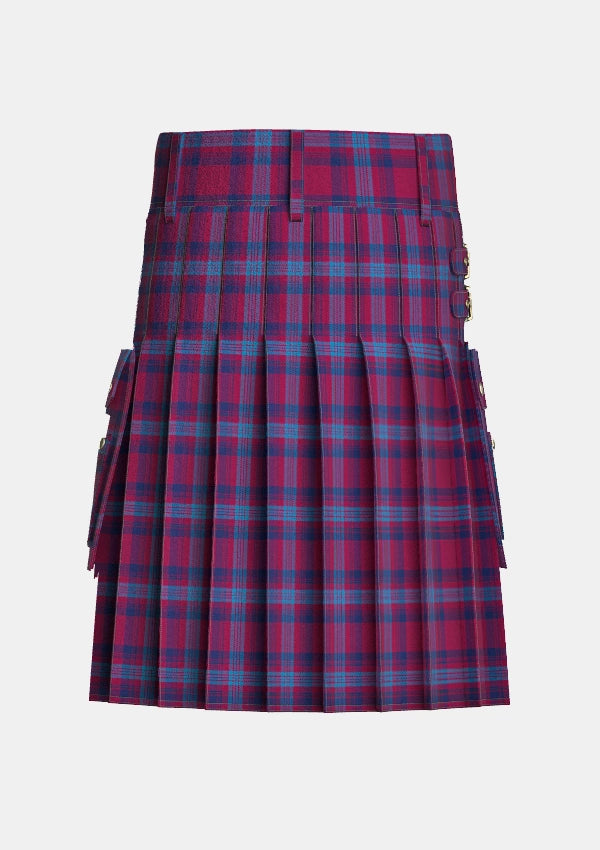 Utility_Bennet_Tartan_3680_kilt_back_image_with_pleated_design_and_adjustable_buckles_for_men