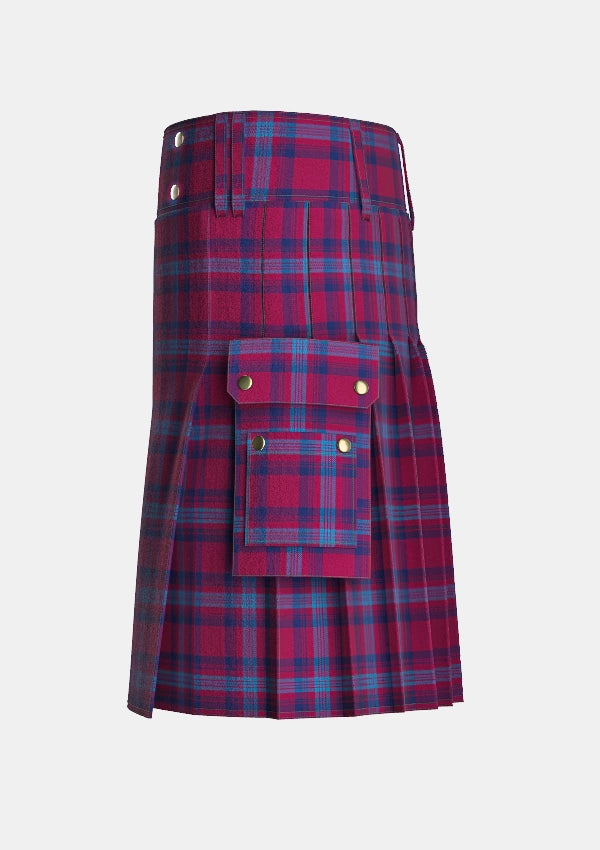Utility_Bennet_Tartan_3680_kilt_left_image_with_pleated_design_and_adjustable_buckles_for_men