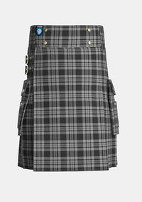 Utility_Black_Isle_tartan_6183_kilt_front_image_with_pleated_design_and_adjustable_buckles_for_men