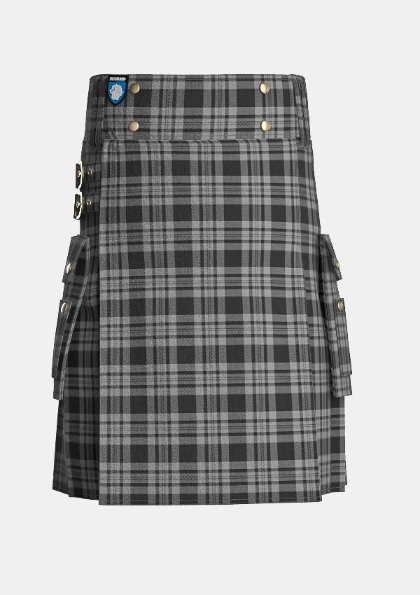 Utility_Black_Isle_tartan_6183_kilt_front_image_with_pleated_design_and_adjustable_buckles_for_men