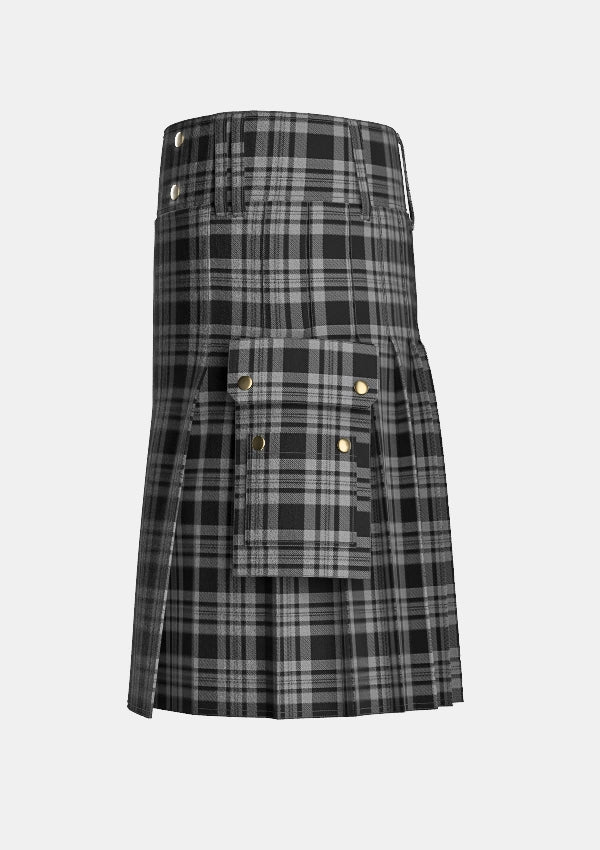 Utility_Black_Isle_tartan_6183_kilt_left_image_with_pleated_design_and_adjustable_buckles_for_men
