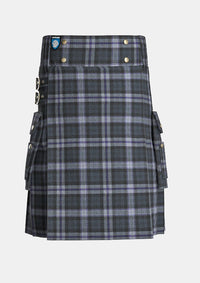 Utility_Black_Scottish_National_Tartan_kilt_front_image_with_pleated_design_and_adjustable_buckles_for_men