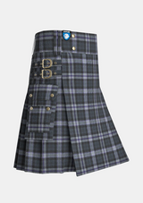 Utility_Black_Scottish_National_Tartan_kilt_side_image_with_pleated_design_and_adjustable_buckles_for_men