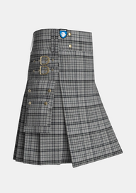 Utility_Black_Shadow_Tartan_kilt_side_image_with_pleated_design_and_adjustable_buckles_for_men