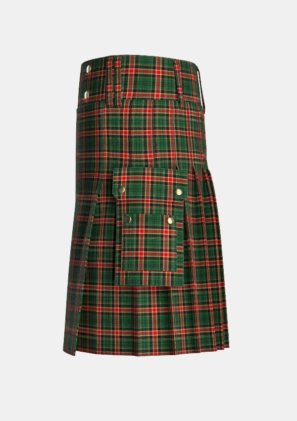 Utility_Blackburn_Appalachian_Hunting_Tartan_kilt_left_image_with_pleated_design_and_adjustable_buckles_for_men