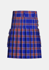 Utility_Blue_Rust_Tartan_kilt_back_image_with_pleated_design_and_adjustable_buckles_for_men