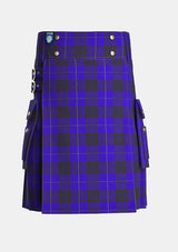 Utility_Blue_Spirit_tartan_7001_kilt_front_image_with_pleated_design_and_adjustable_buckles_for_men