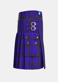 Utility_Blue_Spirit_tartan_7001_kilt_right_image_with_pleated_design_and_adjustable_buckles_for_men