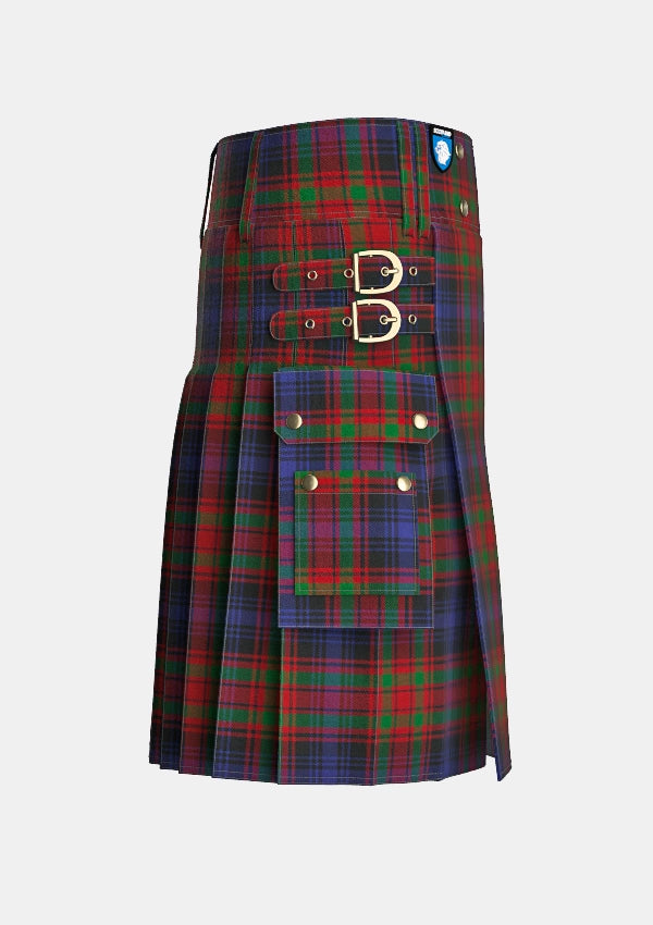 Utility_Bonner_or_Bonnar_Tartan_285_kilt_right_image_with_pleated_design_and_adjustable_buckles_for_men