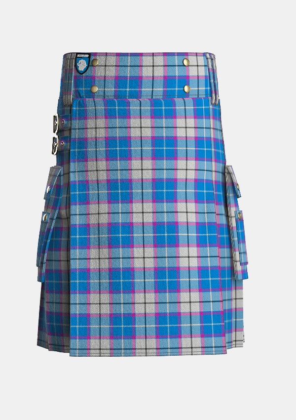 Utility_Bonnie_Sky_Tartan_13255_kilt_front_image_with_pleated_design_and_adjustable_buckles_for_men