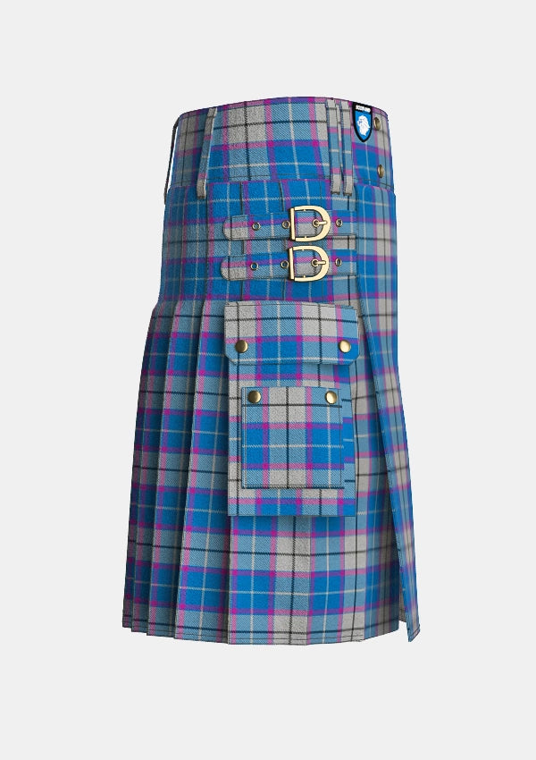Utility_Bonnie_Sky_Tartan_13255_kilt_right_image_with_pleated_design_and_adjustable_buckles_for_men