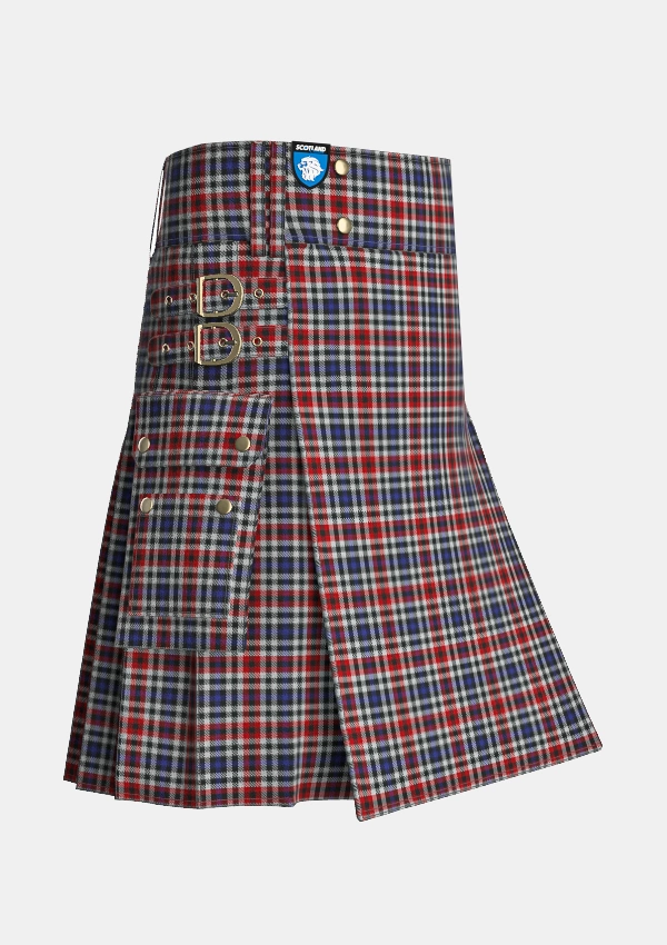 Utility_Border_Bell_Tartan_370_kilt_side_image_with_pleated_design_and_adjustable_buckles_for_men