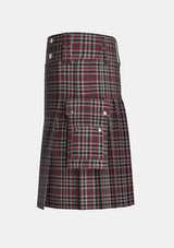 Utility_Borthwick_Tartan_816_kilt_left_image_with_pleated_design_and_adjustable_buckles_for_men