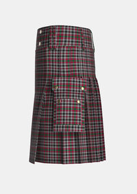 Utility_Borthwick_Tartan_816_kilt_left_image_with_pleated_design_and_adjustable_buckles_for_men