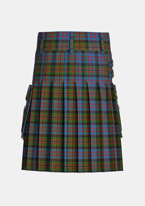 Utility_Bowie_Black_Tartan_3716_kilt_back_image_with_pleated_design_and_adjustable_buckles_for_men