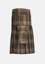 Utility_Brodie_Hunting_Weathered_Tartan_kilt_left_image_with_pleated_design_and_adjustable_buckles_for_men