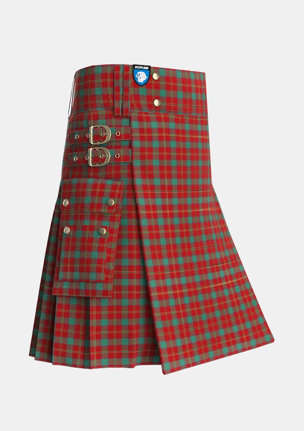 Utility_Bronte_Tartan_6614_kilt_side_image_with_pleated_design_and_adjustable_buckles_for_men