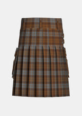 Utility_Brown_Heather_Tartan_3737_kilt_back_image_with_pleated_design_and_adjustable_buckles_for_men