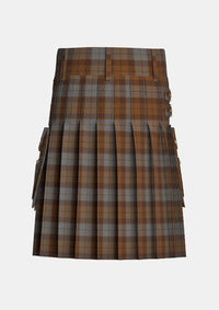 Utility_Brown_Heather_Tartan_3737_kilt_back_image_with_pleated_design_and_adjustable_buckles_for_men