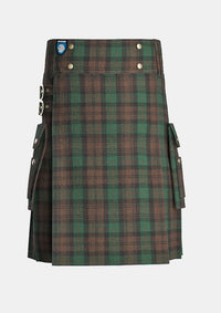 Utility_Brown_Watch_Tartan_kilt_front_image_with_pleated_design_and_adjustable_buckles_for_men