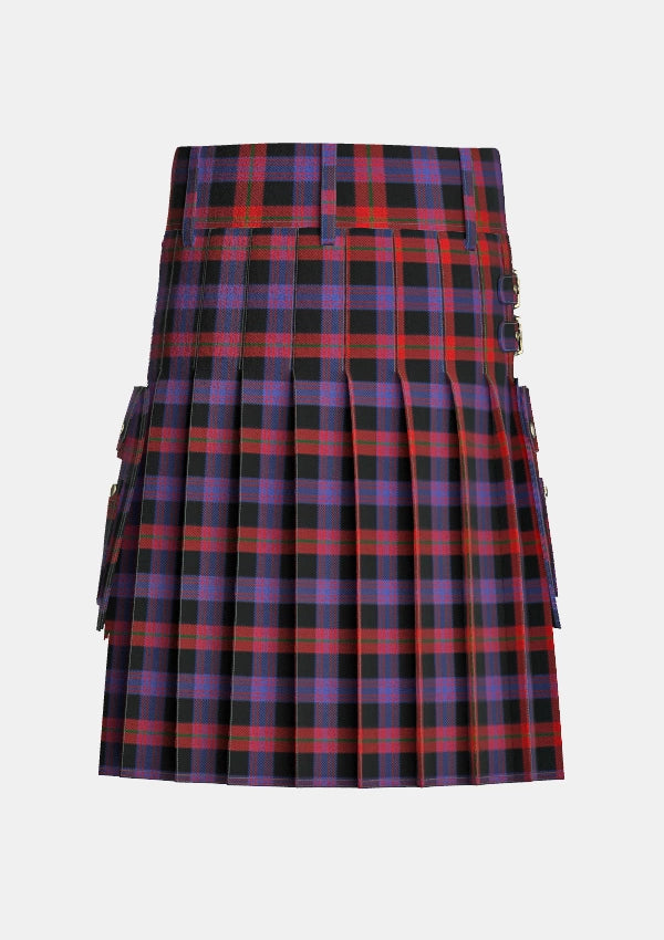 Utility_Brown_tartan_432_kilt_back_image_with_pleated_design_and_adjustable_buckles_for_men