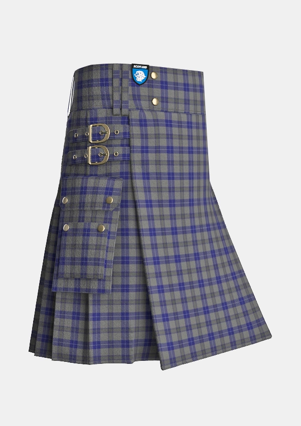 Utility_Browne_Tartan_6983_kilt_side_image_with_pleated_design_and_adjustable_buckles_for_men