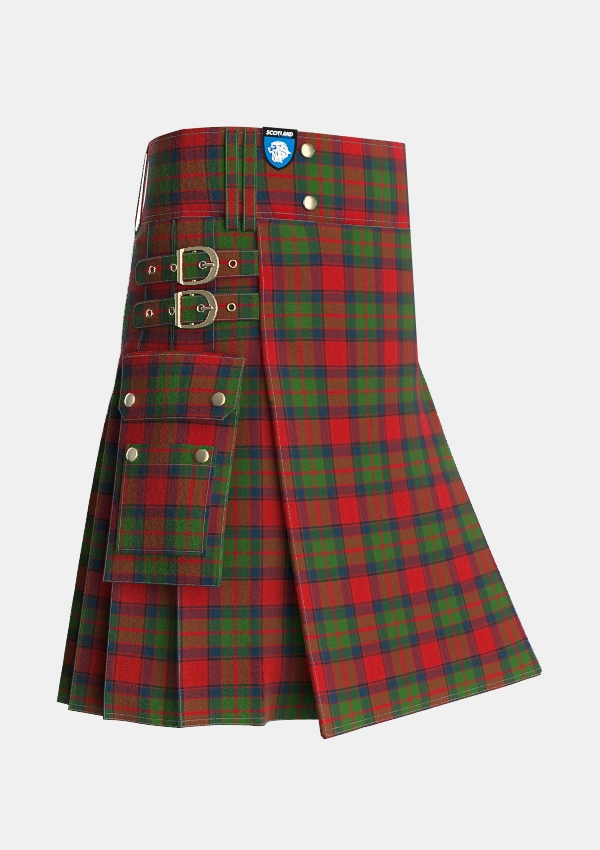Utility_Buccleuch_Tartan_1505_kilt_side_image_with_pleated_design_and_adjustable_buckles_for_men