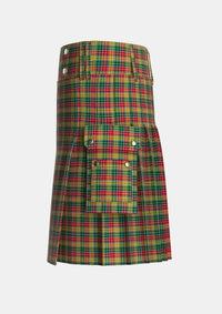 Utility_Buchanan_1800_Tartan_4571_kilt_left_image_with_pleated_design_and_adjustable_buckles_for_men