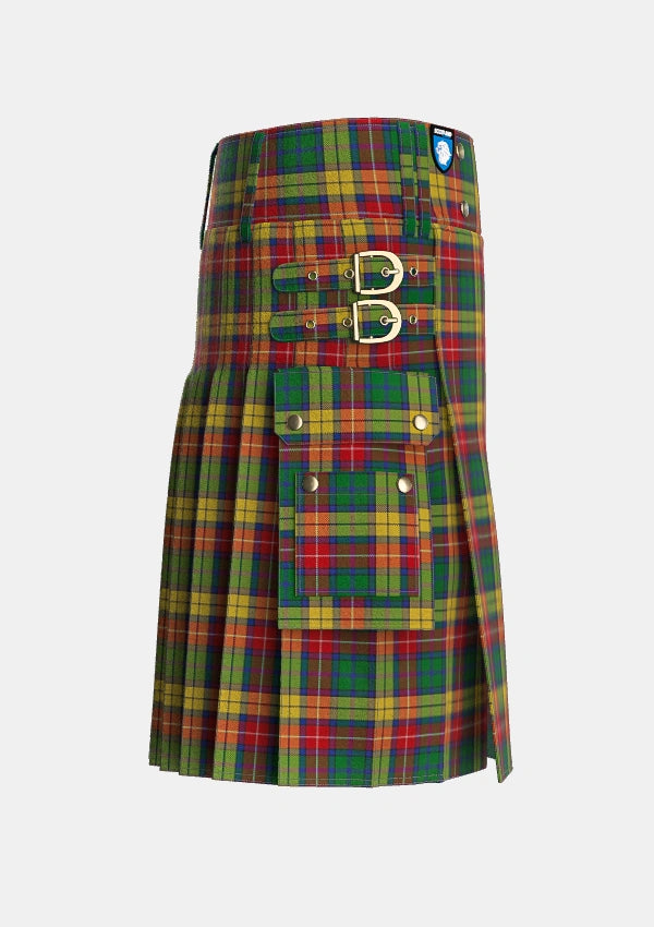 Utility_Buchanan_1850_Official_Tartan_151_kilt_right_image_with_pleated_design_and_adjustable_buckles_for_men