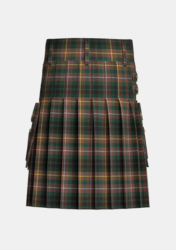 Utility_Buchanan_Hunting_Modern_Tartan_kilt_back_image_with_pleated_design_and_adjustable_buckles_for_men