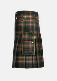Utility_Buchanan_Hunting_Modern_Tartan_kilt_left_image_with_pleated_design_and_adjustable_buckles_for_men