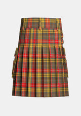 Utility_Buchnan_Weathered_Tartan_kilt_back_image_with_pleated_design_and_adjustable_buckles_for_men