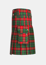 Utility_Burnett_tartan_2355_kilt_left_image_with_pleated_design_and_adjustable_buckles_for_men