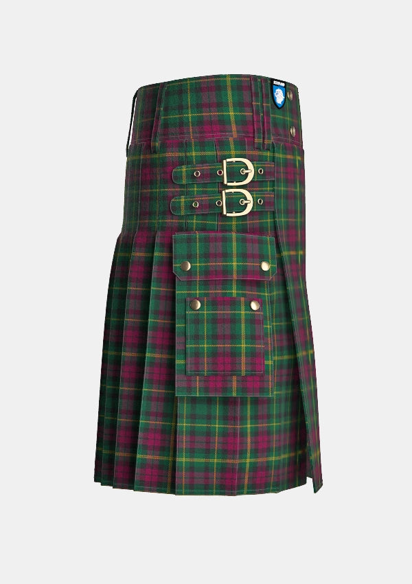 Utility_Burns_Heritage_Tartan_4515_kilt_right_image_with_pleated_design_and_adjustable_buckles_for_men