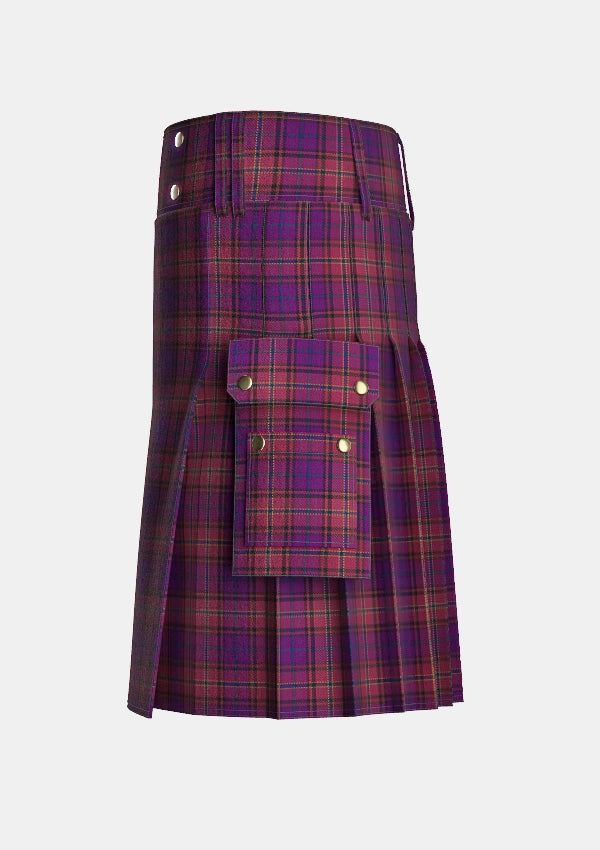 Utility_Bute_Heather_Autumn_Tartan_6157_kilt_left_image_with_pleated_design_and_adjustable_buckles_for_men
