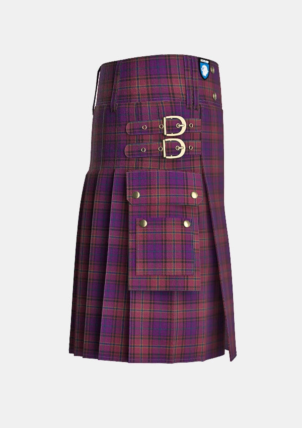 Utility_Bute_Heather_Autumn_Tartan_6157_kilt_right_image_with_pleated_design_and_adjustable_buckles_for_men