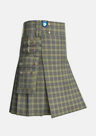 Utility_Cairngorm_Tartan_1314_kilt_side_image_with_pleated_design_and_adjustable_buckles_for_men