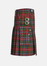 Utility_Caledonia_Tartan_1356_kilt_right_image_with_pleated_design_and_adjustable_buckles_for_men