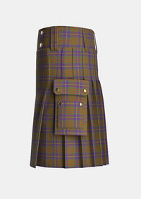 Utility_Cameron_Of_Lochiel_Hunting_Tartan_1535_kilt_left_image_with_pleated_design_and_adjustable_buckles_for_men