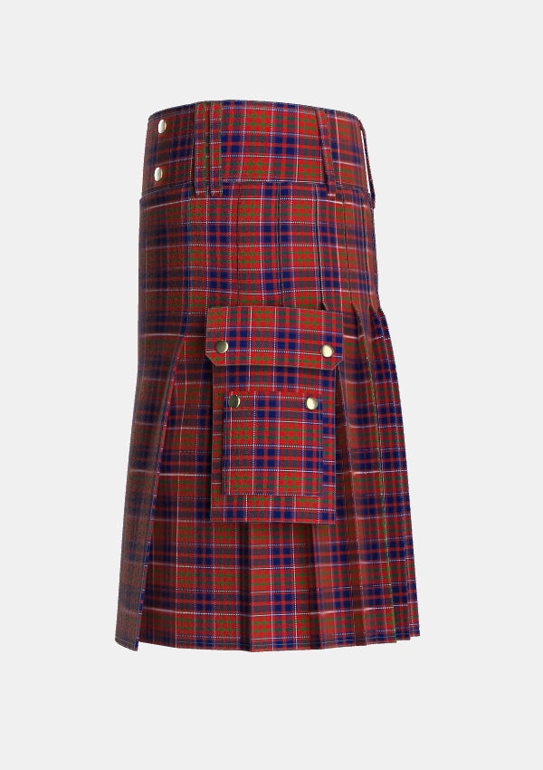 Utility_Cameron_of_Locheil_Original_Tartan_1398_kilt_left_image_with_pleated_design_and_adjustable_buckles_for_men