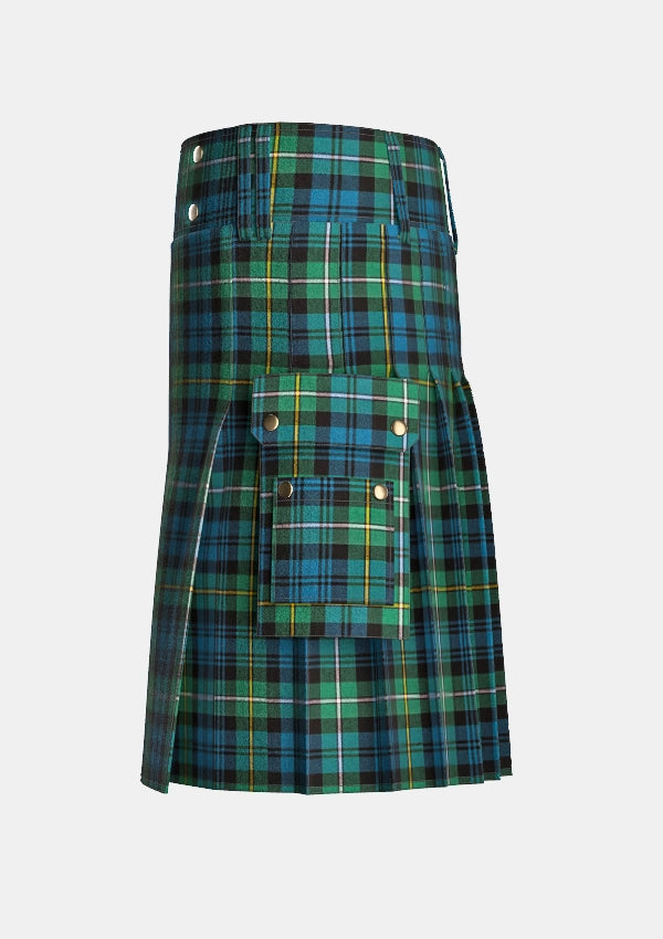 Utility_Campbell_of_Argyll_tartan_kilt_left_image_with_pleated_design_and_adjustable_buckles_for_men