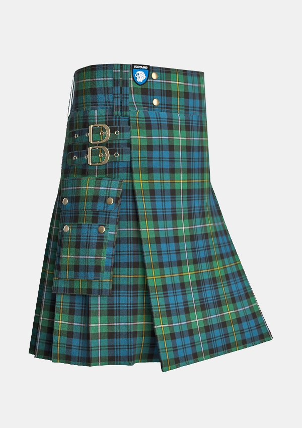 Utility_Campbell_of_Argyll_tartan_kilt_side_image_with_pleated_design_and_adjustable_buckles_for_men
