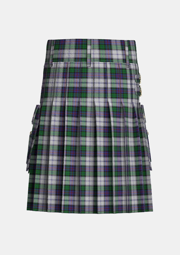 Utility_Campbell_of_Cawdor_Dress_tartan_1975_kilt_back_image_with_pleated_design_and_adjustable_buckles_for_men