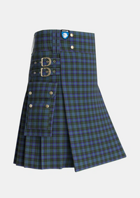 Utility_Cargill_Tartan_3132_kilt_side_image_with_pleated_design_and_adjustable_buckles_for_men