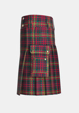 Utility_Carnegie_tartan_489_kilt_left_image_with_pleated_design_and_adjustable_buckles_for_men