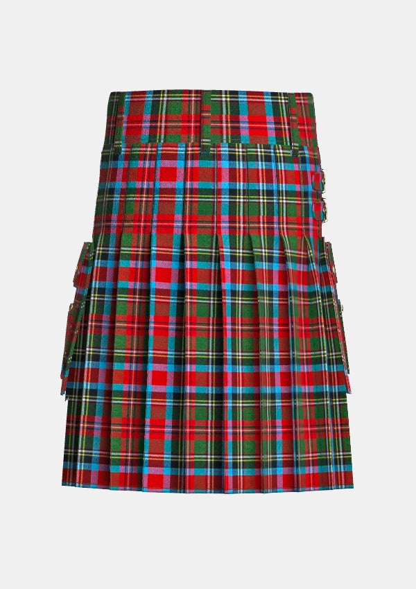 Utility_Carolina_State_Tartan_kilt_back_image_with_pleated_design_and_adjustable_buckles_for_men