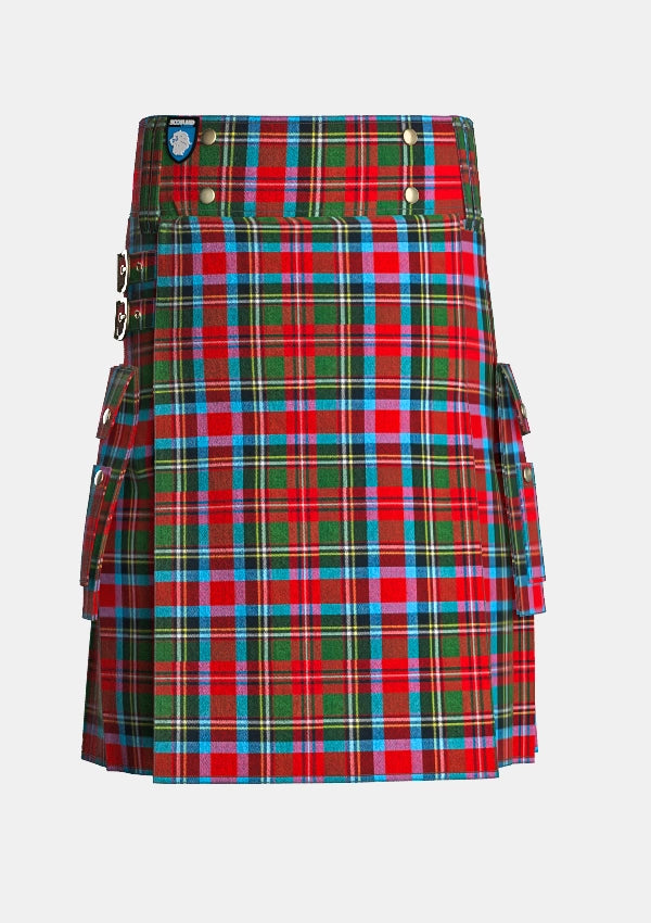 Utility_Carolina_State_Tartan_kilt_front_image_with_pleated_design_and_adjustable_buckles_for_men