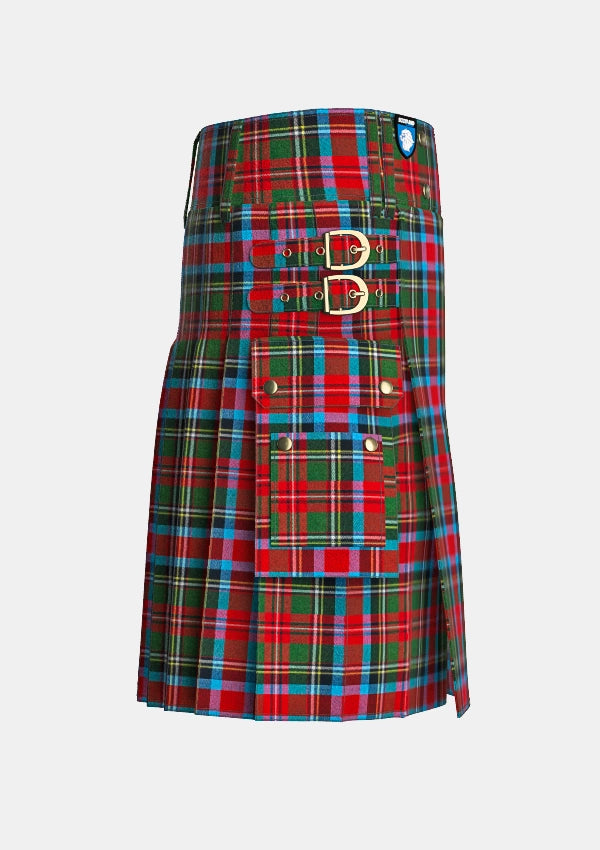 Utility_Carolina_State_Tartan_kilt_right_image_with_pleated_design_and_adjustable_buckles_for_men